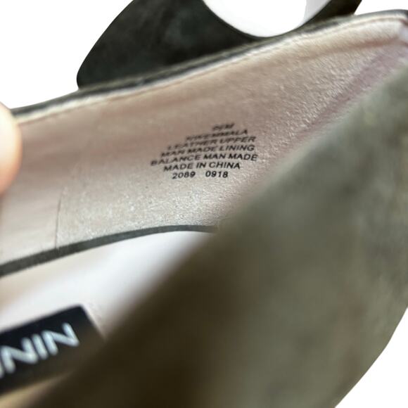 Nine West "Emmala" dark khaki GREEN suede high heel pumps career shoes US 9.5M - Picture 6 of 10